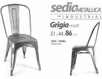 Sedia industrial grigio in metallo stile urban cm 51 x 44 x 86 h