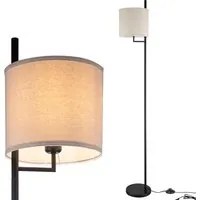 Lampada Piantana Terra Design Moderno Paralume E27 Tessuto e Metallo colore Nero