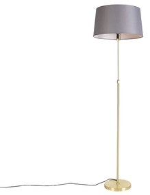 Lampada da terra oro/ottone con paralume in lino grigio 45 cm - Parte