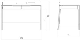 Tavolo da lavoro in rovere 65x120 cm Twig - The Beds