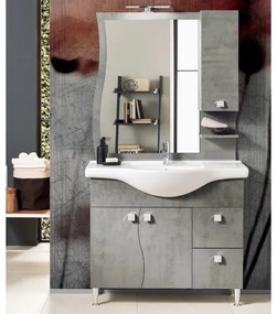 Specchio da bagno con lampada LED e pensile ONDA 80 cemento