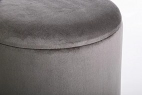 Sgabello Contenitore Polina Tondo Grigio Opal Imbottito in Tessuto effetto Velluto...