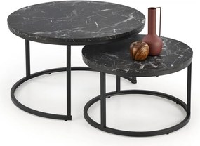 Set di 2 Tavolini da caffè Java effetto marmo nero