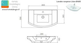 Mobile bagno 80 cm sospeso con 2 ante BN-80A - KAMALU