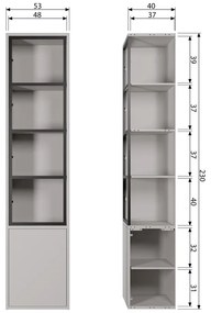 Vetrina in legno di pino grigio chiaro 53x230 cm Basic - vtwonen