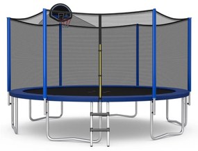 Costway Trampolino con canestro rete di protezione tappetino di sicurezza 72 molle, Trampolino per bambini e adulti