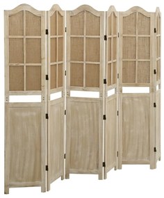 Divisorio A 6 Pannelli Marrone 214x165 Cm İn Tessuto /