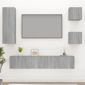 Set Di Mobili Porta Tv 5 Pz Grigio Sonoma İn Legno Multistrato /