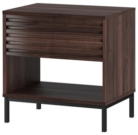 Comodino marrone scuro con piano effetto noce Celine - Støraa