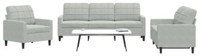 Set Di Divani 3 Pz Con Cuscini Grigio Chiaro İn Velluto /