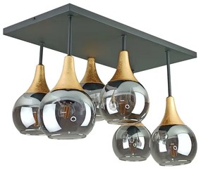 Lampadario a plafone SOMA 6xE27/60W/230V nero/oro/fumé nero