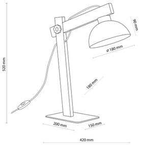 Lampada da tavolo OSLO 1xE27/15W/230V pino/nero