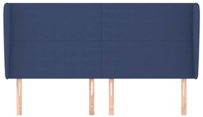 Testiera ad orecchio blu 203x23x118/128 cm in tessuto
