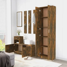 Armadio da corridoio rovere fumo 55x25x189 cm legno multistrato