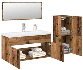 Set Mobili Da Bagno 4 Pz Legno Antico İn Legno Multistrato /