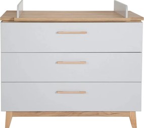 Cassettiera bassa grigio chiaro in rovere con fasciatoio 117x104 cm Caro - Roba