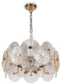 Lampadario Contemporaneo Aster Metallo Oro 8 Luci Con Diffusore In Vetro