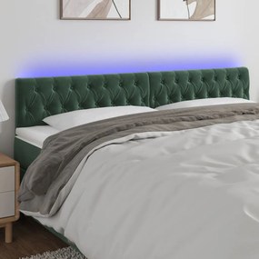 Testiera A Led Verde Scuro 180x7x78/88 Cm İn Velluto /