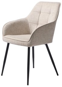 Sedia da pranzo beige in imbottito con braccioli Nolan – Unique Furniture