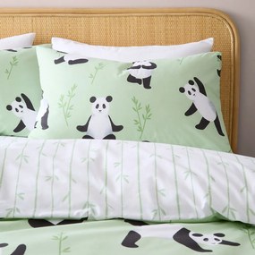 Biancheria da letto per bambini verde per letto matrimoniale 200x200 cm Panda Paws – Catherine Lansfield