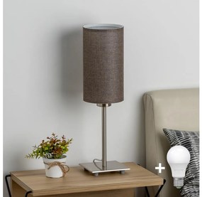 Eglo - Lampada da tavolo LED TUNJA 1xE27/60W/230V 26,5 cm cromo opaco/marrone