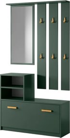 Mobile Da Ingresso  Con Scarpiera Appendiabiti E Specchio Lind Verde