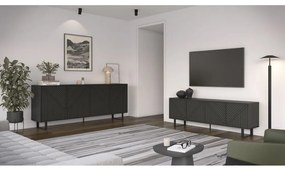 Tavolo TV nero 161x55x35 cm Peta - Marckeric
