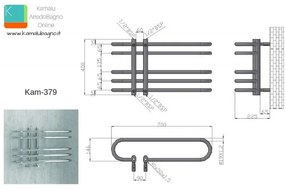 Kamalu - scalda salviette termoarredo 700x400mm modello kam-379
