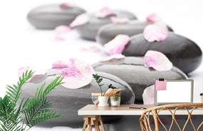 Carta da parati – Pietre del benessere con petali