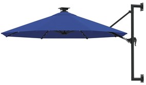 Ombrellone Da Giardino A Parete Con Led 300 Cm Blu /