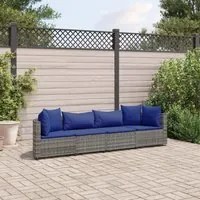 Set Divani da Giardino 4 pz con Cuscini in Polyrattan Grigio 3308463