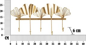 Appendiabiti da parete in metallo color oro Leaves - Mauro Ferretti