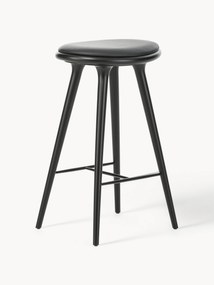 Sgabello da bar in legno di faggio e pelle High Stool