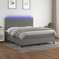 Letto a Molle Materasso e LED Grigio Scuro 180x200cm in Tessuto cod mxl 48504