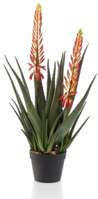 Aloe Artificiale Con 2 Fiori 80 Cm İn Vaso /