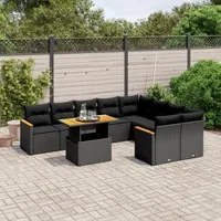 Set Divani da Giardino 10pz con Cuscini in Polyrattan Nerocod mxl 92762