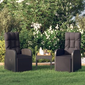 Sedie reclinabili da giardino con cuscini 2pz nero polyrattan