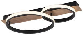 Plafoniera nera con legno incl. LED 2 luci - Marien
