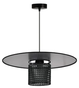 Duolla - Lampadario a sospensione con filo TOKYO RATTAN 1xE27/15W/230V diametro 50 cm nero/argento