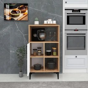 Mobile Da Cucina Multifunzione Dispensa 60x35x109 Kion Rovere E Bianco