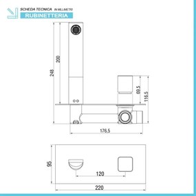 Set di rubinetti lavabo a muro e bidet con manopola e scarico Lotus