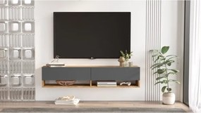 Mobile Tv Sospeso 140x32x30 Effetto Legno Rovere E Antracite Evolution