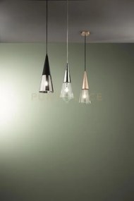 Sospensione trento 1 luce oro e trasparente attacco e14 vetrp d.15cm