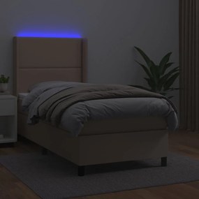 Giroletto molle materasso e led cappuccino 90x190 cm similpelle