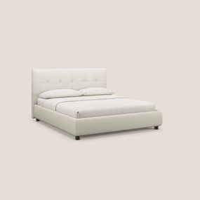 Minato letto imbottito contenitore con testata trapuntata in ecopelle impermeabile T04 bianco