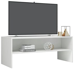 Mobile Porta TV Bianco Lucido 100x40x40 cm in Legno Multistrato