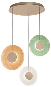 Lampada a sospensione 45 cm CANDY 3 Luci in metallo e vetro graniglia MULTICOLOR