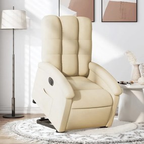 Poltrona Alzapersona Reclinabile Elettrica Crema İn Tessuto /