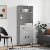 Credenza Grigio Cemento 69,5x34x180 cm in Legno Multistrato 3200533