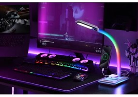 Immax 08989L - LED RGBW Lampada da tavolo dimmerabile con Qi di ricarica 30W/230V nero